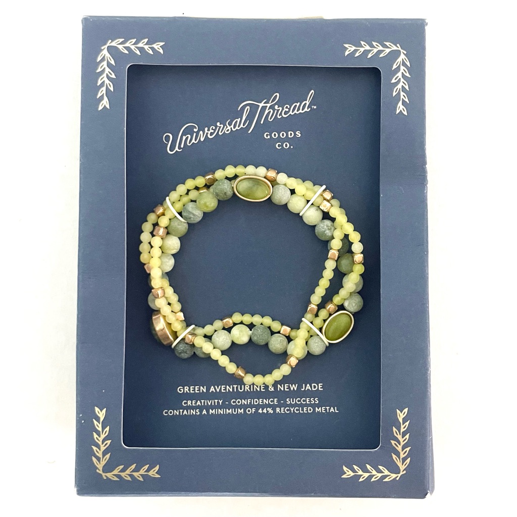 Nwt Universal Thread Green Aventurine New Jade Wrap Bracelet Confidence Success 10$